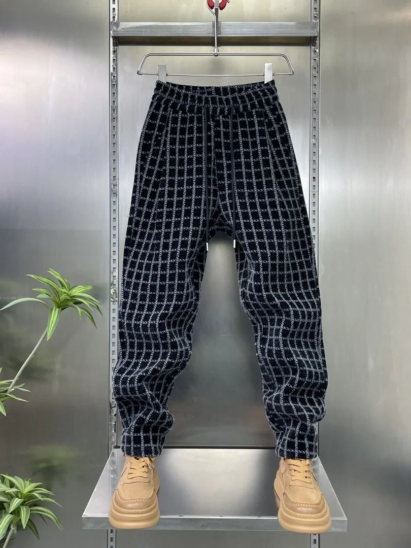 

Мужские вязаные повседневные брюки с нашивками, прямые, ветрозащитные, с манжетами, модные, универсальные