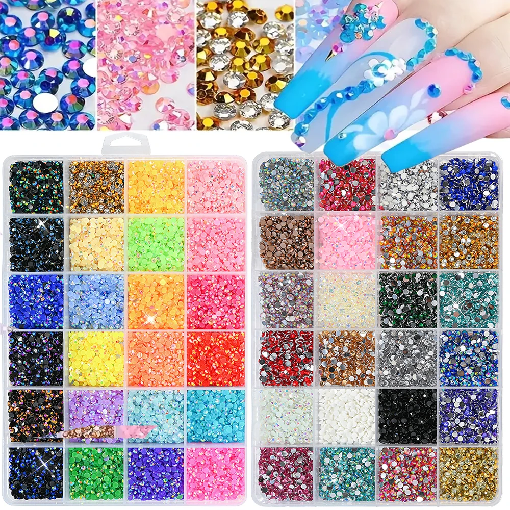 24Grids/box 3mm Colorful Nail Art Flatback Resin Rhinestones Round Crystal Nail Art Gemstones For DIY Shoes/Face/Nail Art Decora