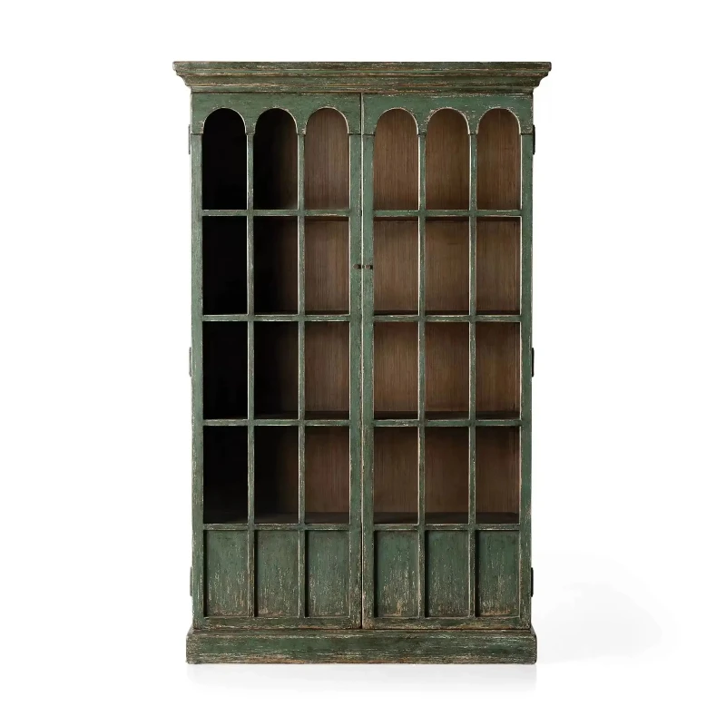 

Solid wood bookcase American retro old glass door decorative cabinet living room locker display cabinet customization