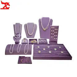 Purple Prop for Jewelry Exhibitor Set Display Stand Store Window Counter Necklace Bracelet Showcase Rack Earring Ring Organizer