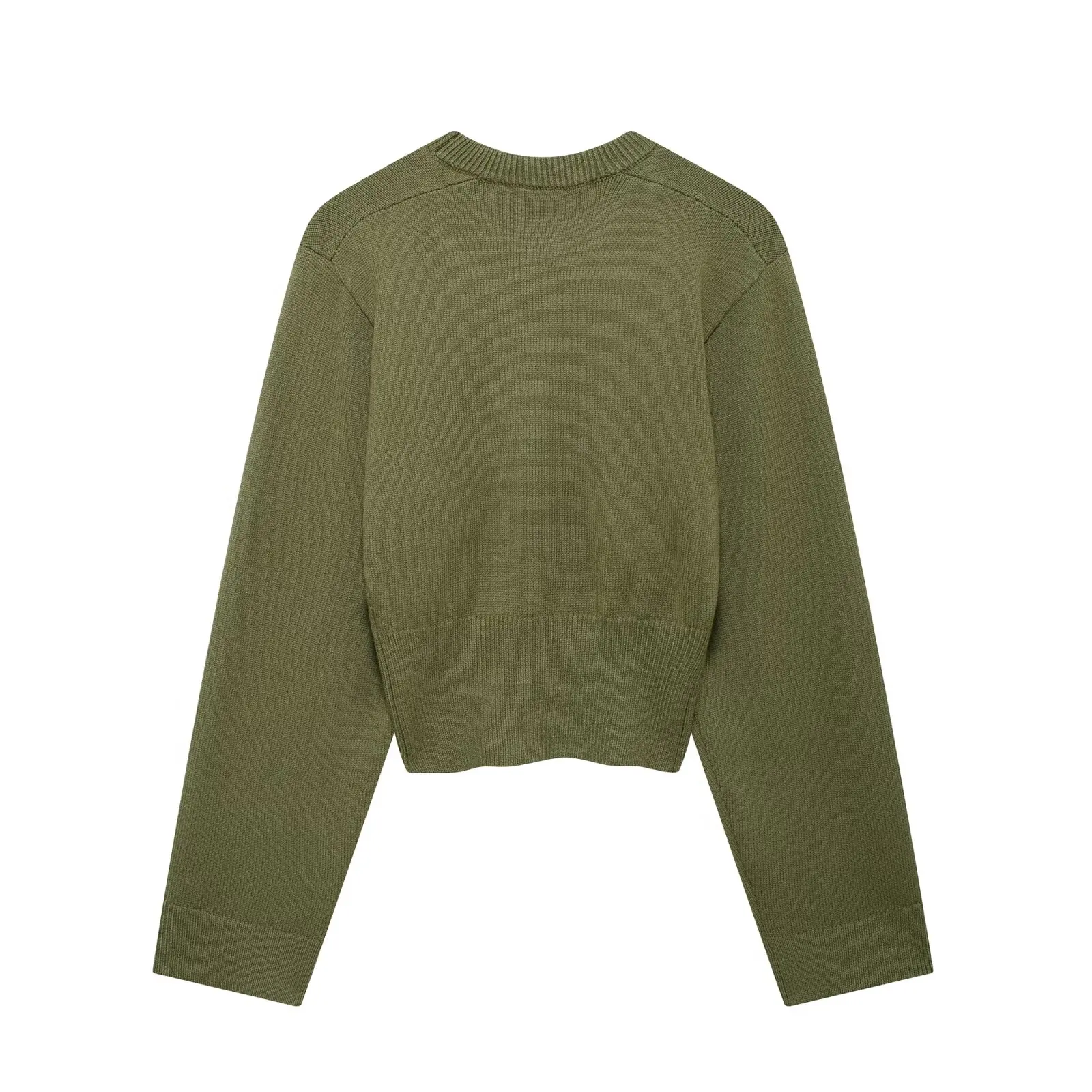 Tangada 2024 Autumn Winter Women Solid Crop Knitted Sweater Jumper Female Pullovers 3h0900