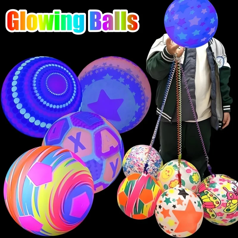 كرة قدم مضيئة للأطفال مقاس 20 سم قابلة للنفخ من مادة PVC مع تقنية توهج LED للعب الليلي على الشاطئ والترفيه