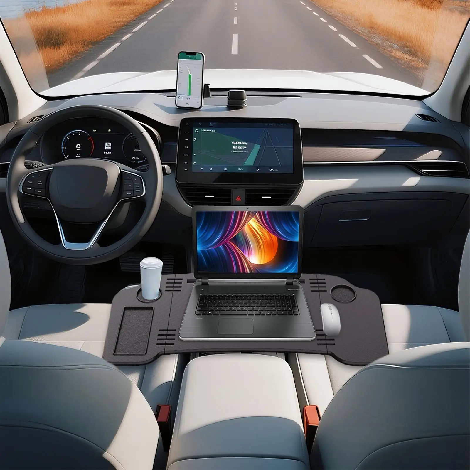 

Car Steering Wheel Tray Non-Slip Automotive Laptop Desk Car Steering Wheel Desk Tray For Truck Vehicle Sedan Road Trip Camping