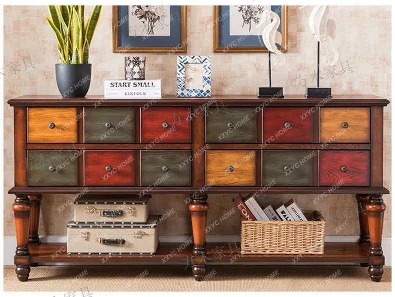 

style entrance table solid wood, rural side cabinet side table, painted ash end view table