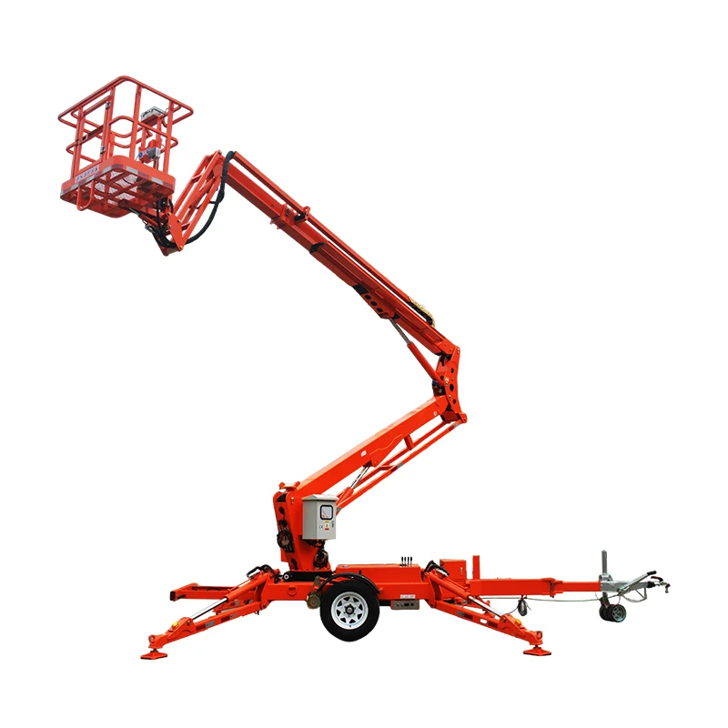 Customized Trailer Mounted Cherry Picker Flexible Rotatable Arm Hydraulic Aerial Lift For Municipal Public Facility Maintenance