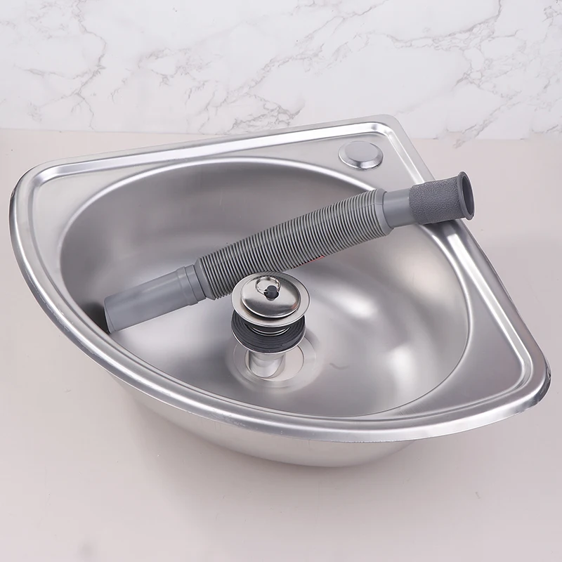 {CCA10} Triangle Kitchen Sink Stainless Steel Bathroom Basins Camper Vegetable Corner Motorhome Bar Steel Small Single Bowl Drop view 2