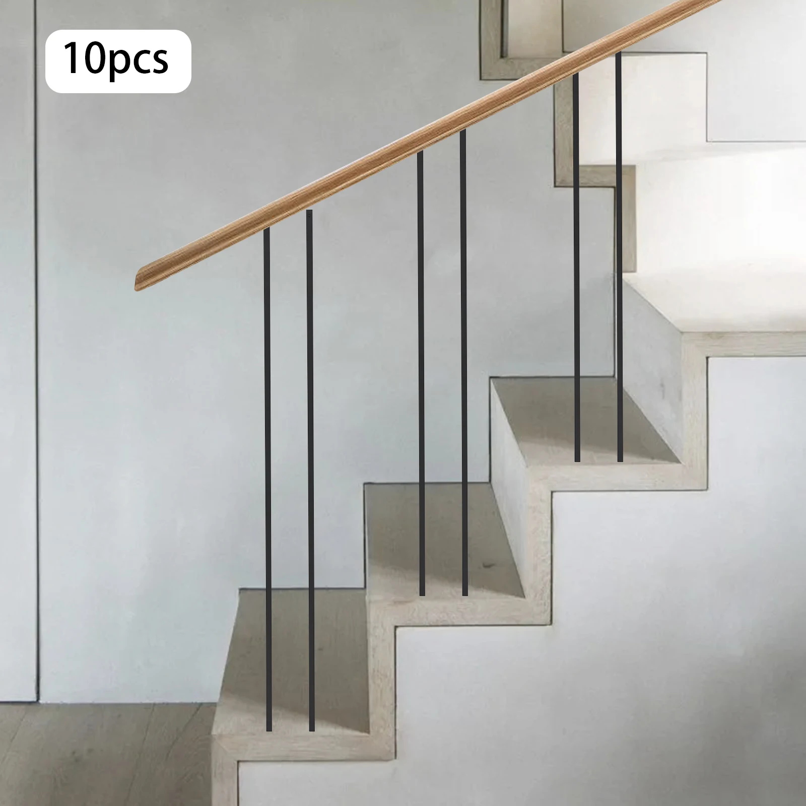 

Wrought Iron Balusters, Metal Balusters 44x0.5 Inch Black Iron Square Straight Stair Spindles 10 Pack Staircase Railing Baluster
