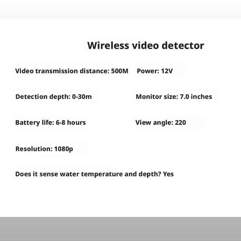 Vídeo sem fio 1080P Visão subaquática 30M Cable7 Display em tempo real 5,8G 500M Faixa sem fio