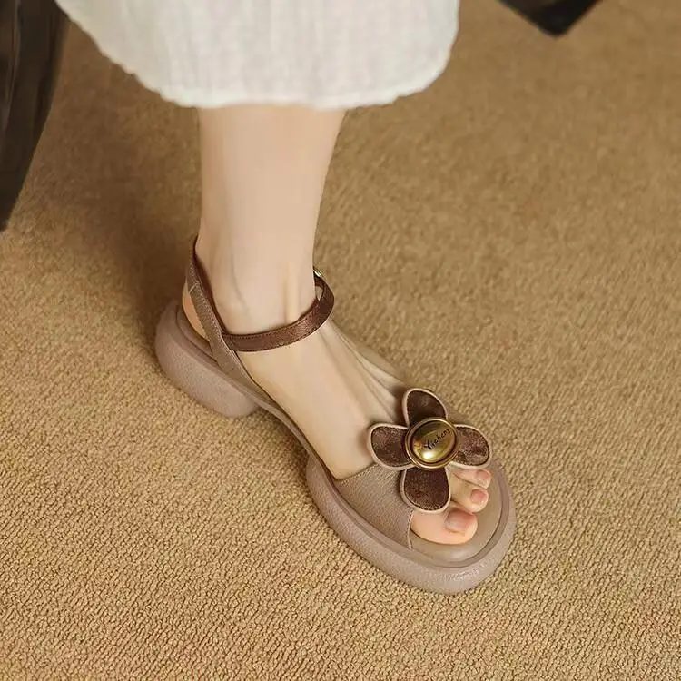 منصة مقاومة للماء صنادل كعب عالٍ للنساء صيف جديد فم السمكة المجوفة Zapatos De Mujer Zapatillas De Mujer En offerta Envío #5