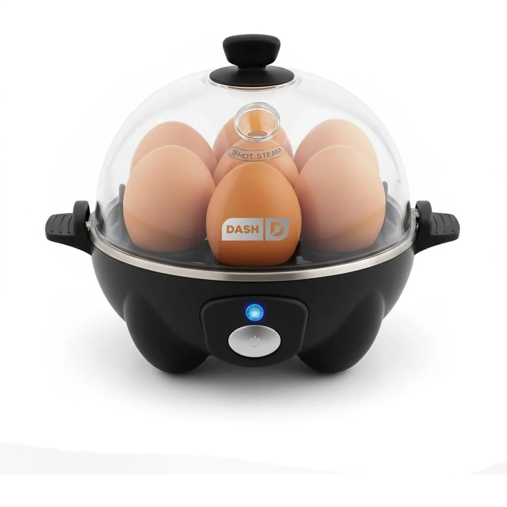 

Rapid Egg Cooker - Boiler, Poacher & Steamer with Measuring Guide, Dishwasher Safe, BPA Free for 7 Eggs in Black
