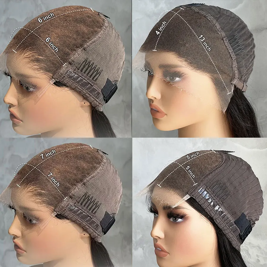 شعر مستعار بشري بدانتيل أمامي كامل للنساء ، بدون صمغ ، دانتيل عالي الدقة حقيقي ، شعر مستعار للإغلاق ، مجعد ، منتوف مسبقًا ، 7x7 ، 6x6 ، 5x5 ، 13x4 #6