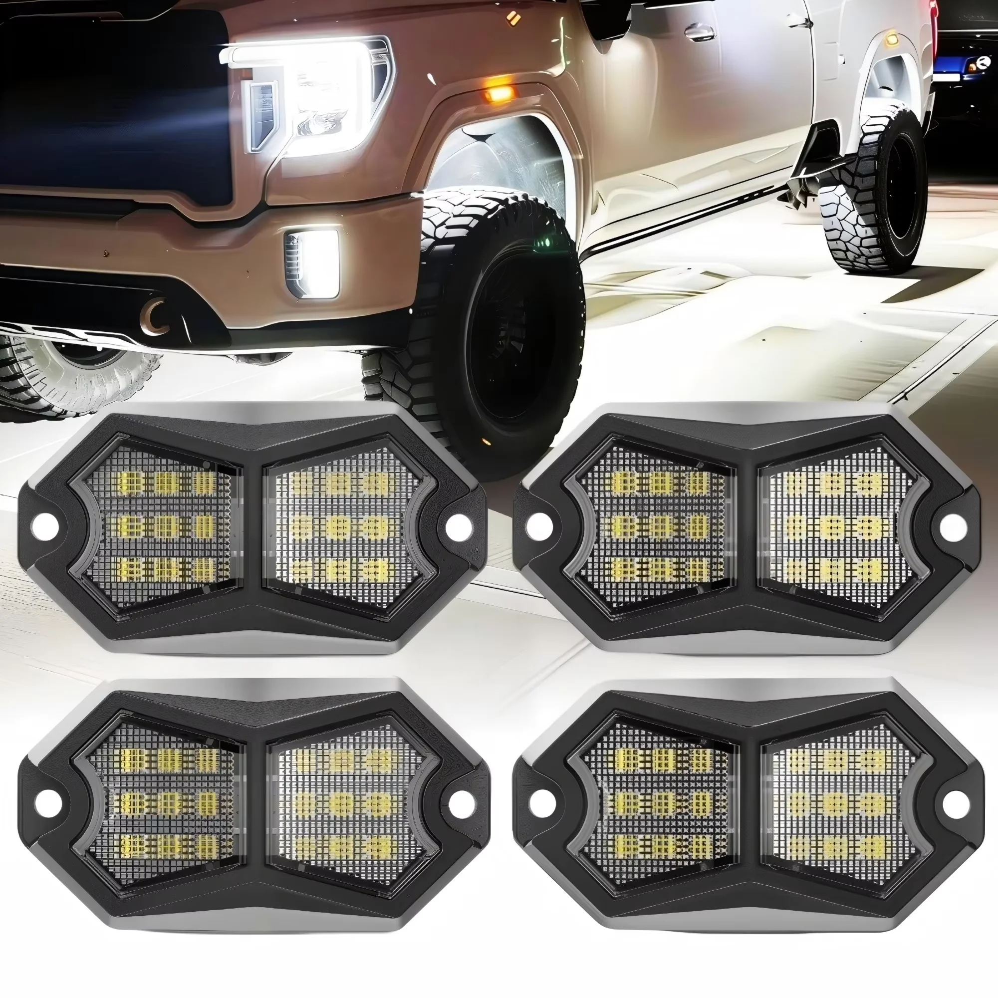 1/2/4PCS 18LED Car LED Rock Light Underbody Light For Vehicle Off Road Van Lorry RV Atmosphere Light Warning Turn Signal Lights