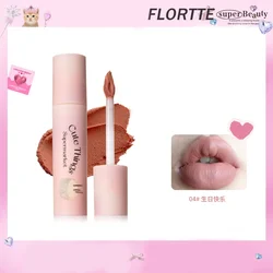 FLORTTE Milk Cake Lip Cream Lip Slime Matte Fine Glitter Lip Glaze Does Not Pull Dry Waterproof Non-Stick Lipstick Cosmetics