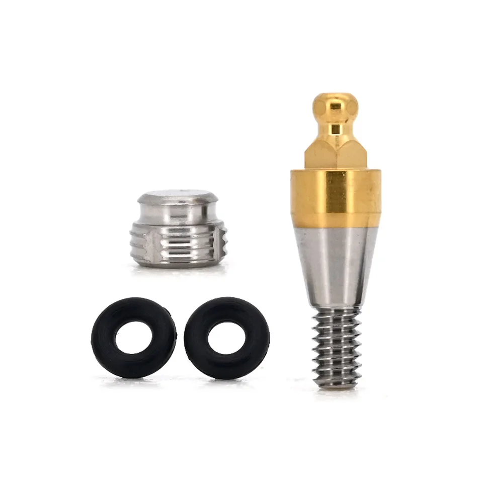 10Pcs Dental Implant Overdenture Ball Abutment Fits Dentium Anodized Gold Post Retentive Female Housing Rubber Spacer Ring Tools