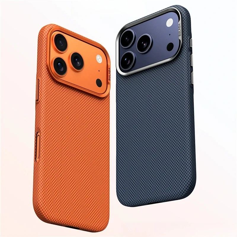 Ultra-Thin Matte Shockproof Hard Pc Magnetic Protective Case with Luxurious Plaid Texture and Metal Lens Frame Phone Case Suitable for 17Pro /16Pro /17 /17Pro Max - náhled 3