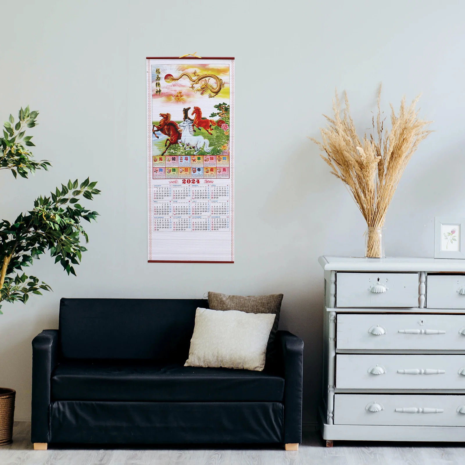 

Dragon Year Chinese Zodiac Hanging Calendar Thickened Quality Traditional Daily Wall Calendar Clear Printed Office Home Planning