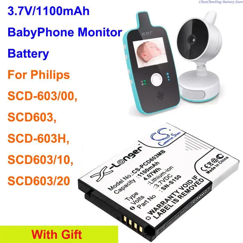 1100mAh BabyPhone Monitor Battery for Philips SCD603, SCD-603/00, SCD-603H,SCD603/10, SCD603/20