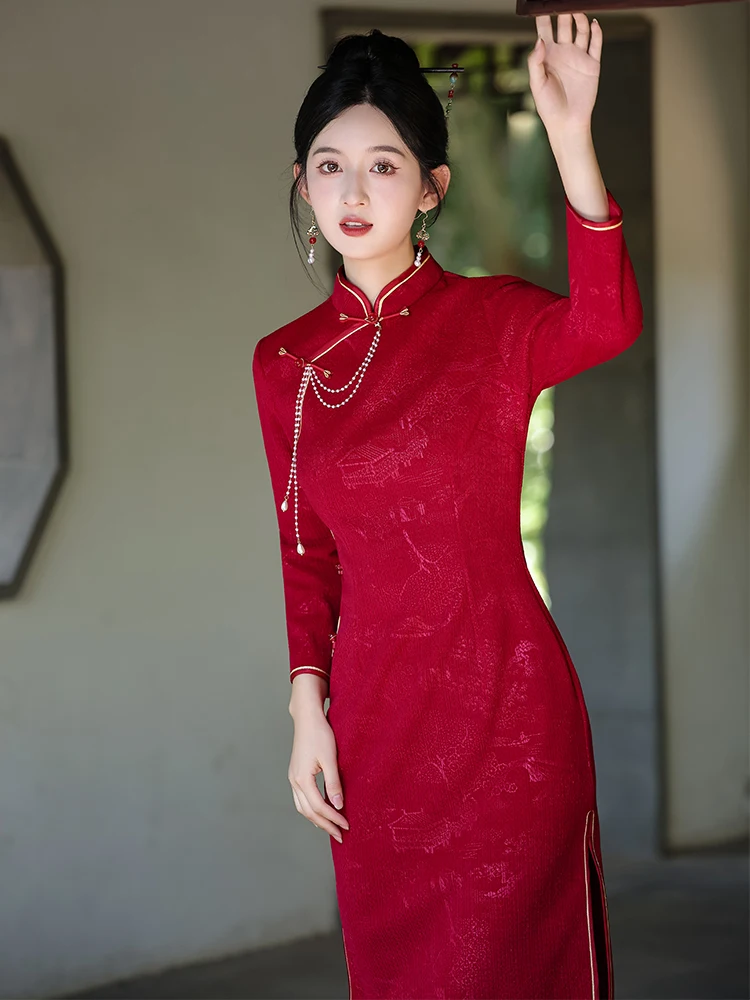 young-sle-red-special-edition-2026-new-mid-term-exnation-mom-wear-warm-long-sve-midi-dr-chinese-sle