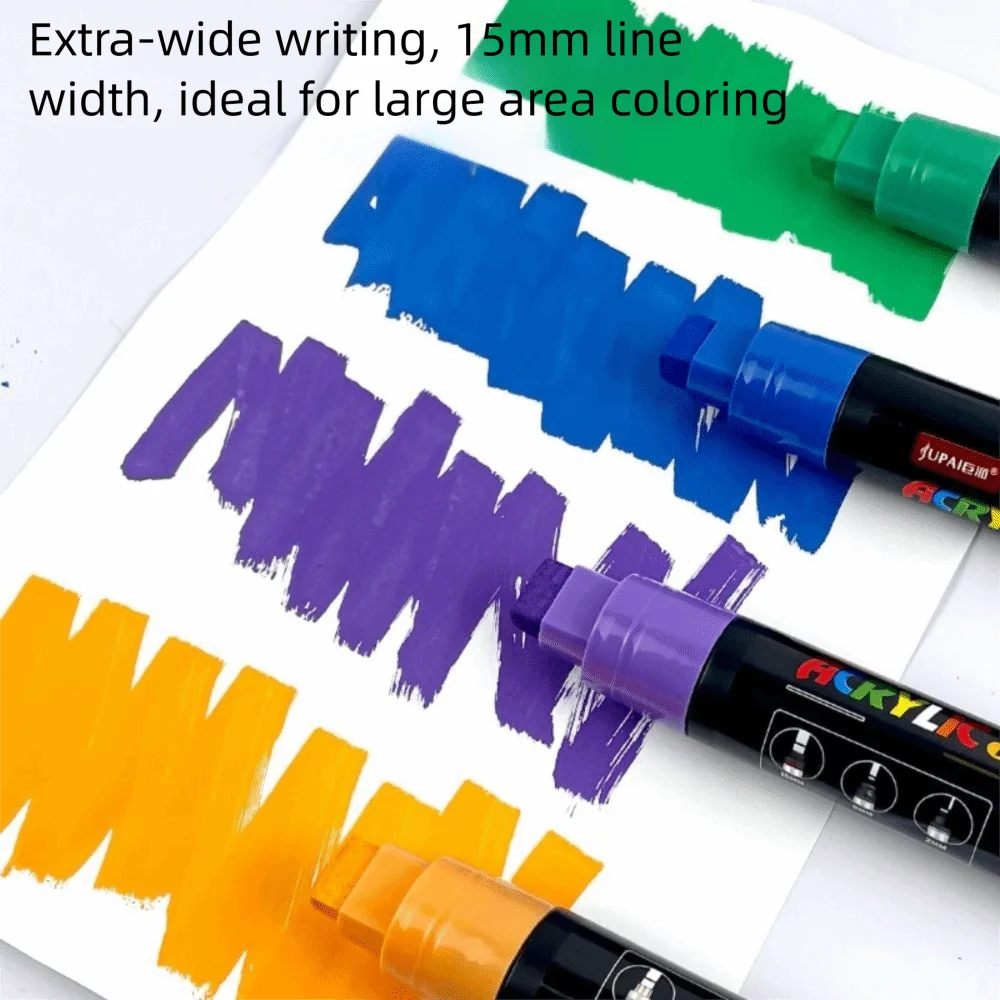 

Large Capacity Acrylic Marker Pen 3 in 1 Pen Head Water-Based Ink POP Pens 8MM/15MM Line Width Waterproof Wide Head Marker Pen