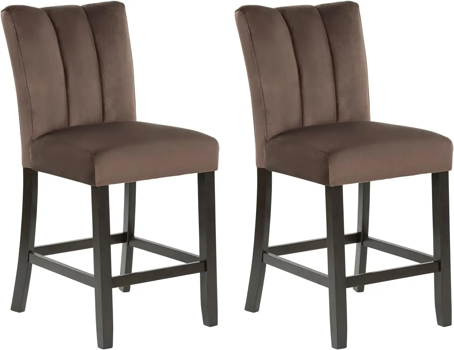 

Jazmore Contemporary Velvet Upholstered Counter Height Bar Stool with Footrest and Adjustable Levelers, Set of 2, Dark Brown
