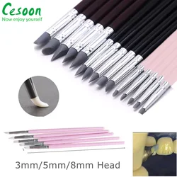 Resina Dental Escova Canetas, Silicone Nails Art Brushes, Odontologia, Composto Cimento Porcelana, Ferramenta Dentes, Linha Shaping, Desenho DIY, 5pcs