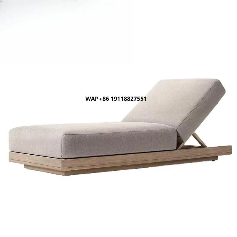 

Contemporary Outdoor Hotel Furniture ChaiseSofa Bed Swimming Pool Patio Teak Wood Sun Beach Chair for Garden Daybed