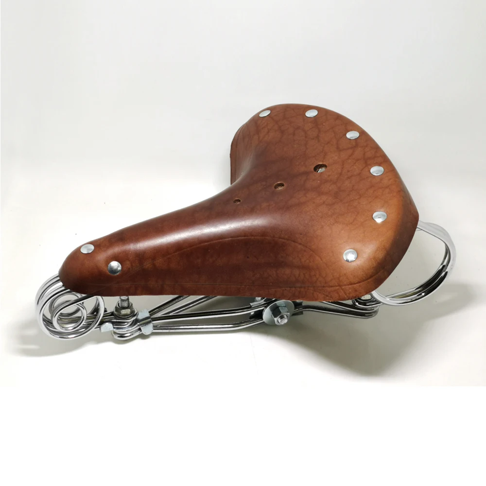 G46 Fahrradsattel Vintage 100% Rindsleder-Sattel Verstärkter Metallrahmen im Alten Stil – Detail 35