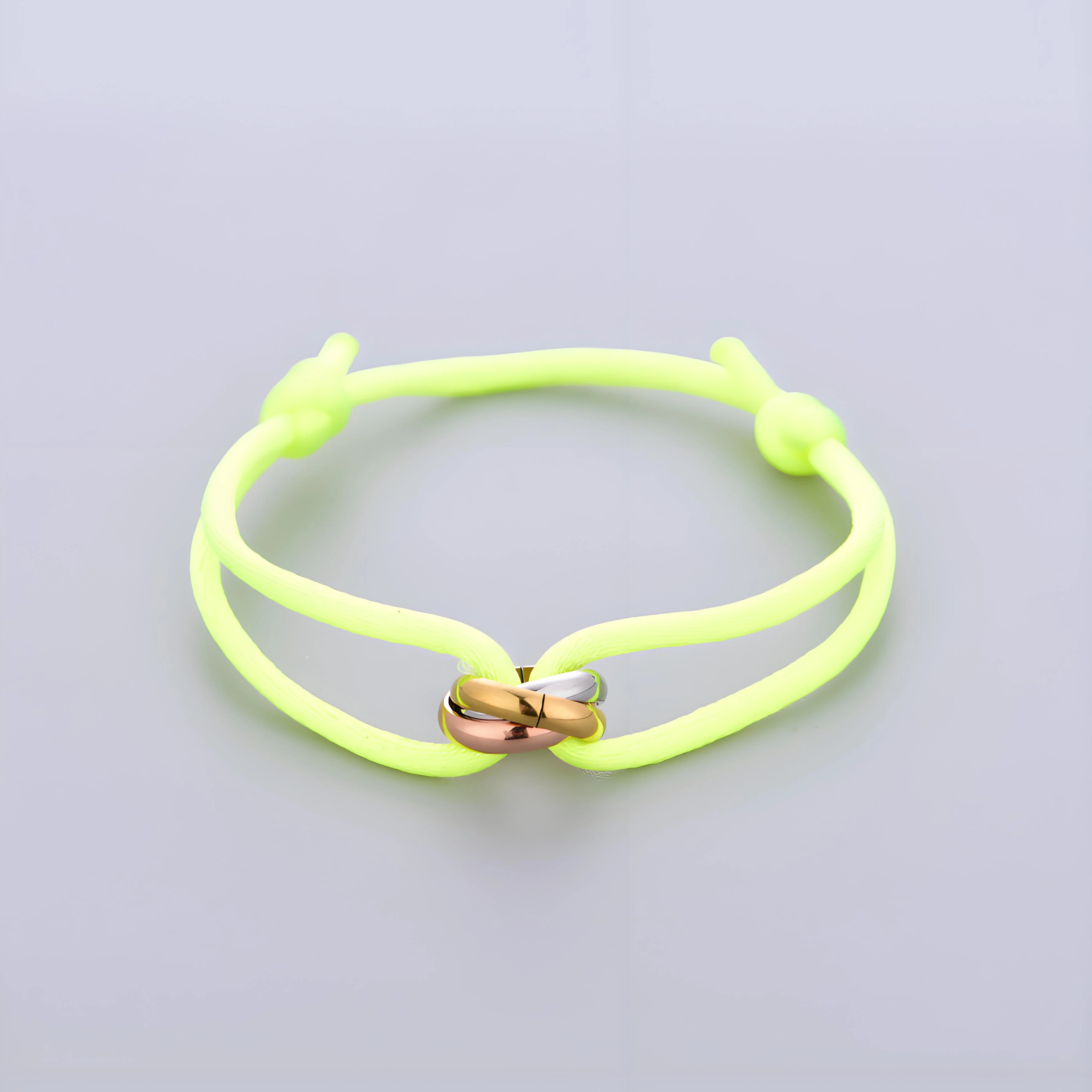 Trinity-Armband, Edelstahl, Kreis, Damen-Armband, verschiedene Farben des Seils, klassisch, beliebt, dreifarbig, Farbverlauf, Schmuck