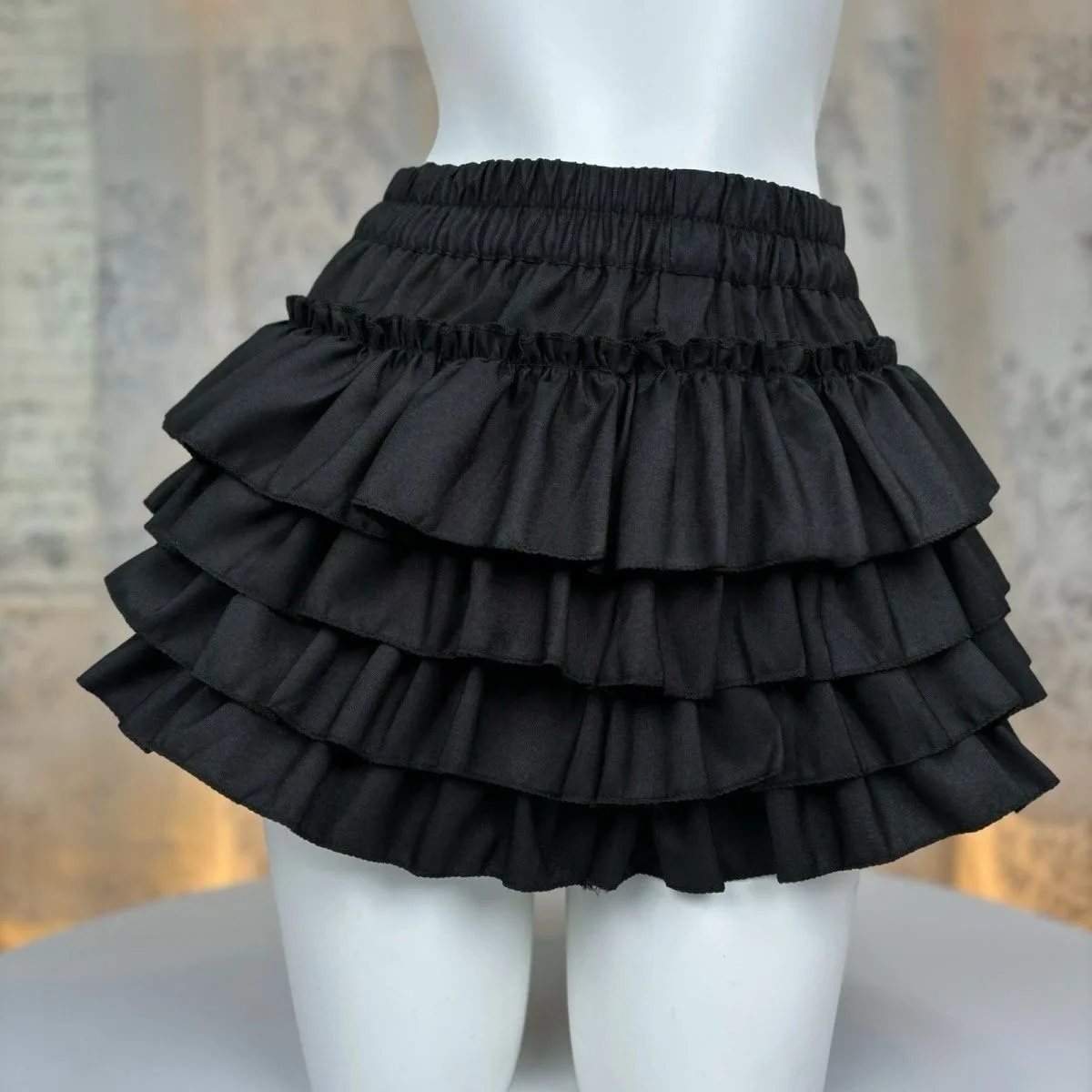 

Sexy Black Mini Skirt Women High Waist Slim Casual Fluffy A-line Short Skirt