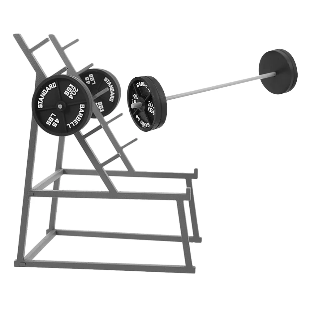 Modello di bilanciere fitness Manubri in miniatura Rack Accessori per la casa Giocattoli realistici in plastica