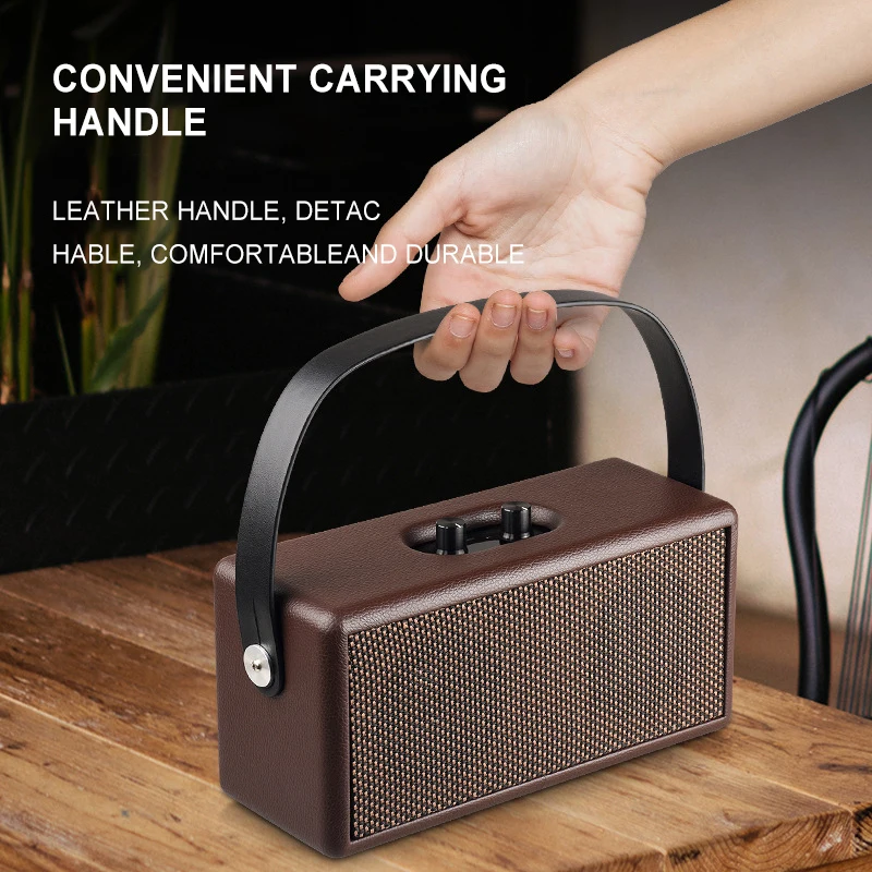 

NEW Bluetooth Speakers D30 Wooden Dual Horn Speaker Wireless Outdoor Portable Music Player Stereo Imitation Leather Wood Speaker