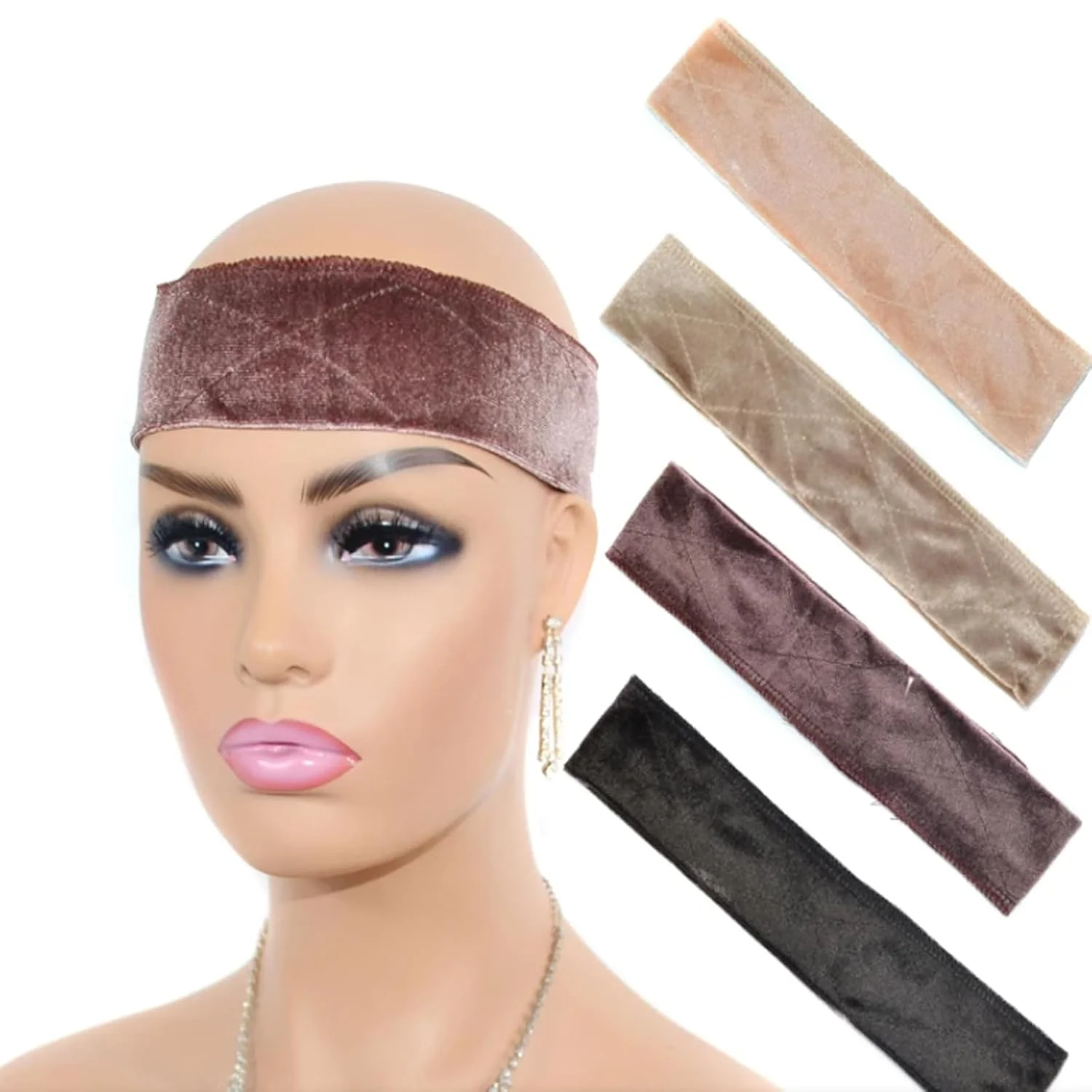 

Новая повязка на голову для парика. Высококачественная эластичная повязка на голову с шарфом, регулируемая повязка для парика с сетчатыми колпачками, для хранения париков на месте.