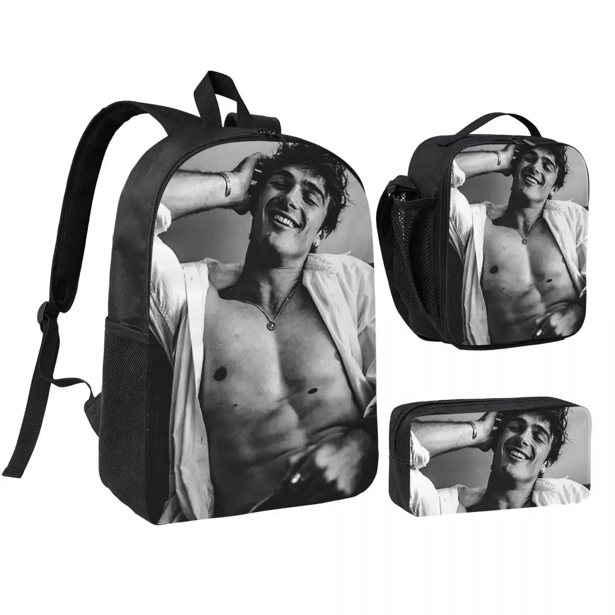 Jacob Elordi Australian Actor Backpack Boys Girls BookBag School Bag Laptop Shoulder Bags 3ps Insulated Lunch Bag Pencil Case