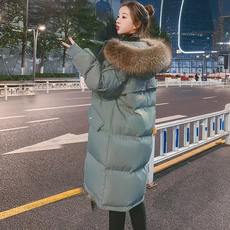Women's Cotton Coat Winter Warm Mid-length Parkas Plus Size Cotton Jacket Korean Loose Fit Bread Coat Outerwear