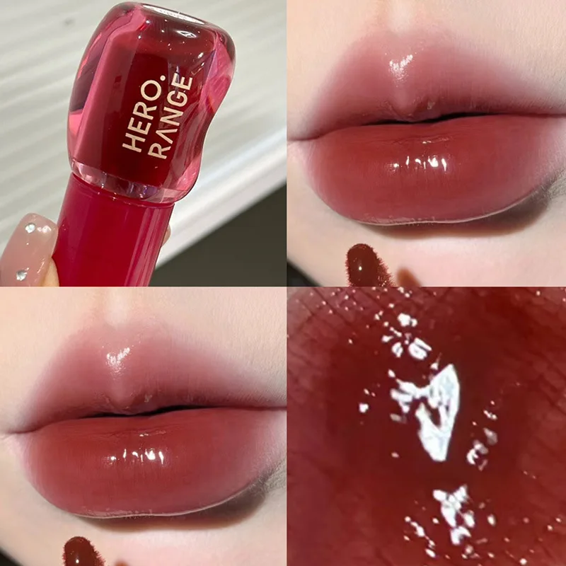 Brilho labial hidratante duradouro, pudim de geléia, espelho, água leve, maquiagem suave, segurando uniforme, branqueamento esmalte labial