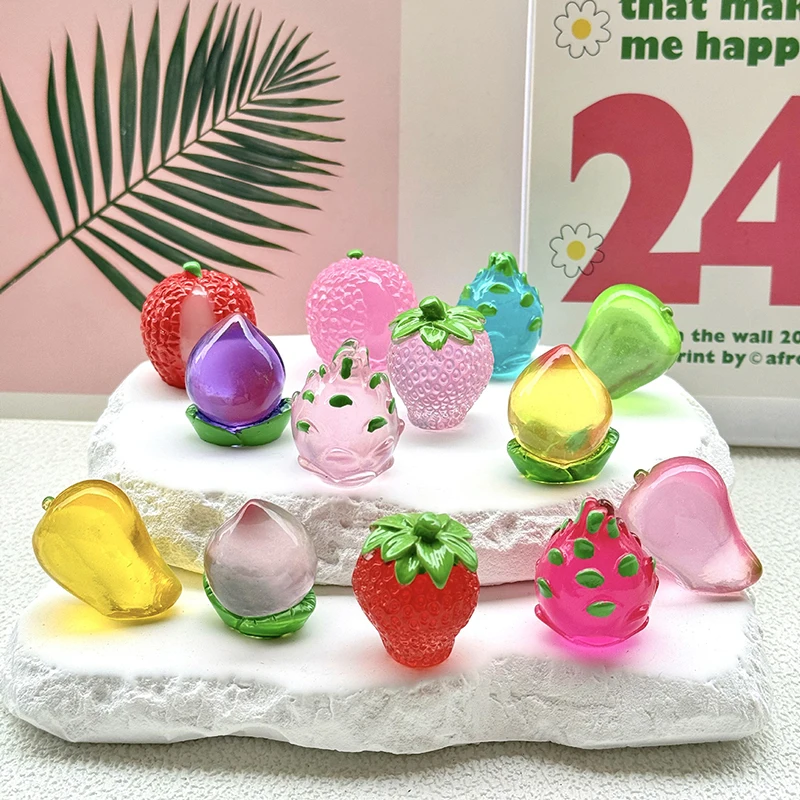 Colorful Cartoon Three-dimensional Fruit Micro Landscape Ornaments Miniature Statue DIY Home Decoration Accessories Gifts