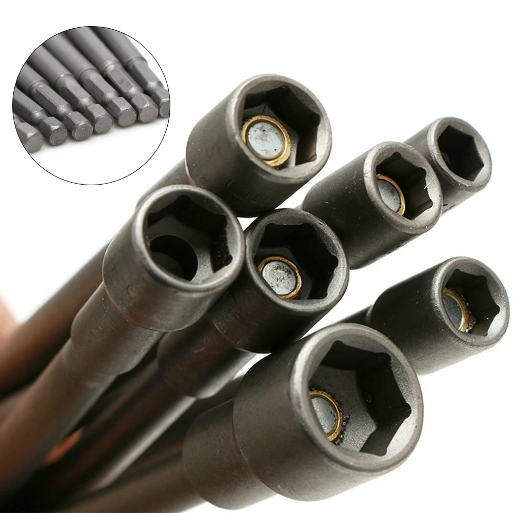 250/300/350mm Long Metric Screwdriver With Conversion Drill Bit 7-14mm Magnetic Hex Shank Hex Nut Internal Hexagonal Screwdriver
