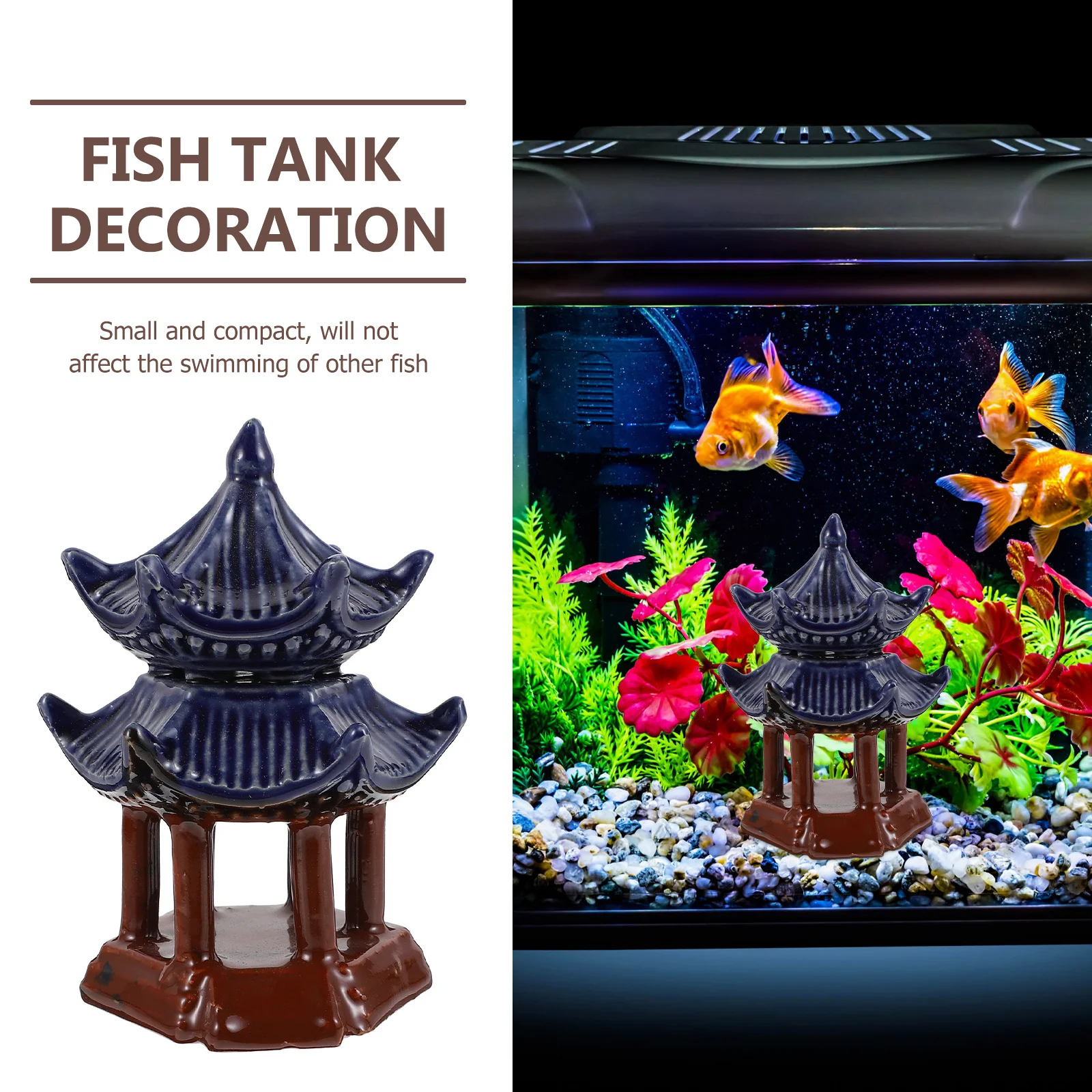 

Decorations Landscaping Ornament Tabletop Ceramic Pavilion Small Garden Adornment Landscape Adornments Fish Tank Aquarium