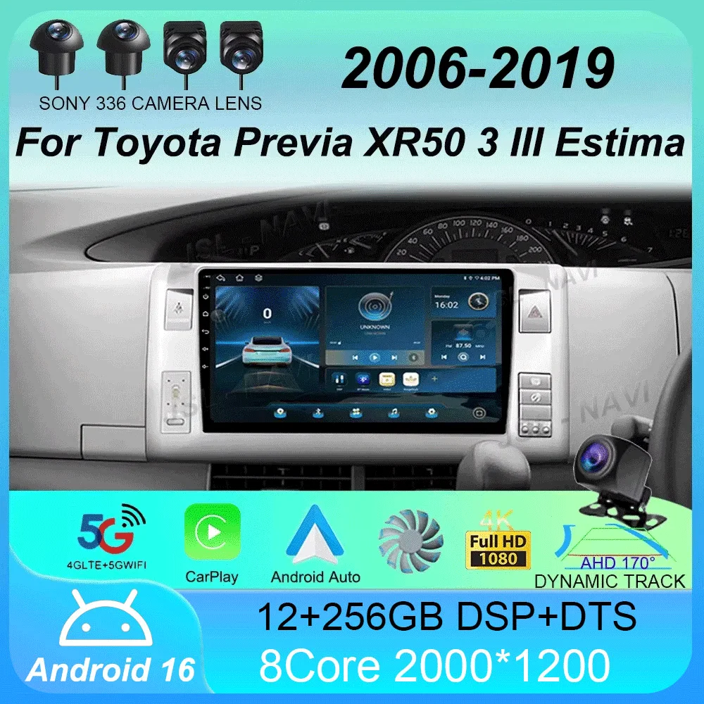 Radio samochodowe Android 16 do Toyota Previa XR50 3 III Estima 2006-2019 DSP Odtwarzacz multimedialny GPS Stereo Autoradio 2 Din Stereo