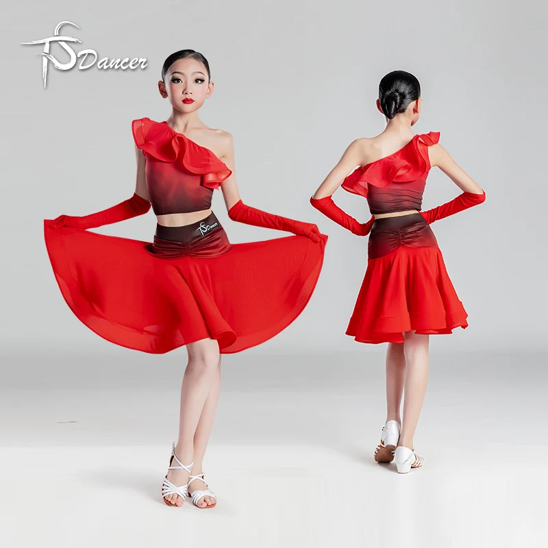 

Wu Tianjiao настоящая новая профессиональная одежда для латинских танцев, тренировочная юбка для женщин и детей, танцевальная одежда с разрезом