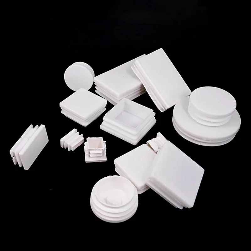 1-20pcs 흰색 사각형 직사각형 튜브 플러그 파이프 캡 플라스틱 캡 글라이드 삽입 블랭킹 엔드 플러그 25/30/32/38/38/40/50/60/70/80mm