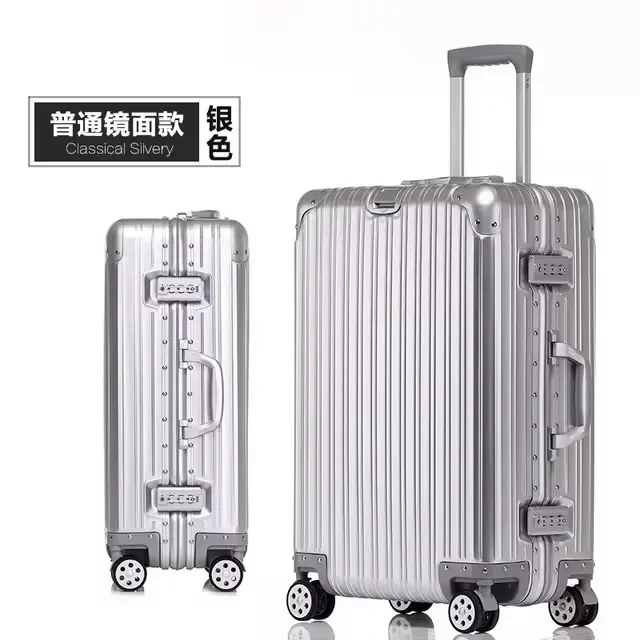 100% Aluminium-Magnesium Legering Koffers 20/24/26/29 Inch Lichtgewicht Spinner Bagage TSA Lock Duurzame Reistas