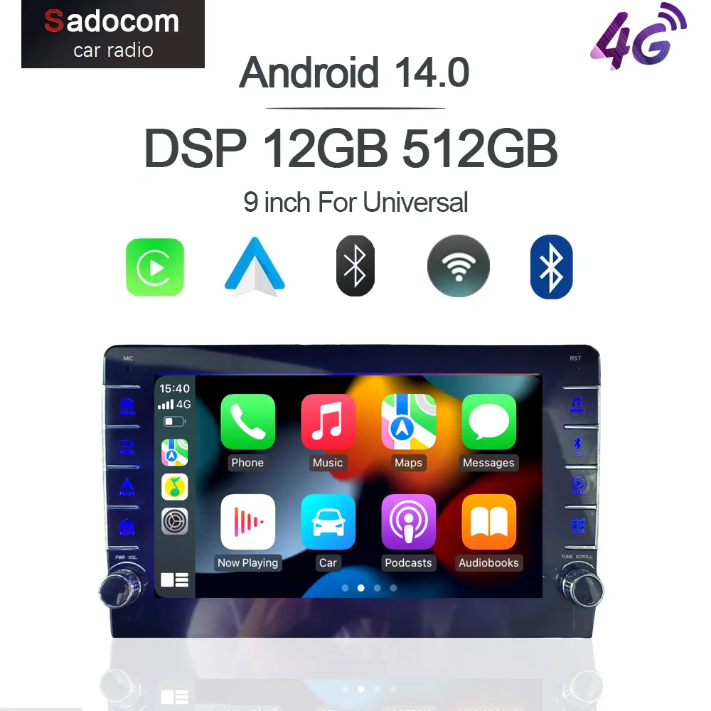 9 inch 1280*720 Carplay14 8G+128G IPS Car Player multimedia GPS WIFI car radio navigation stereo radio autoradio For universal