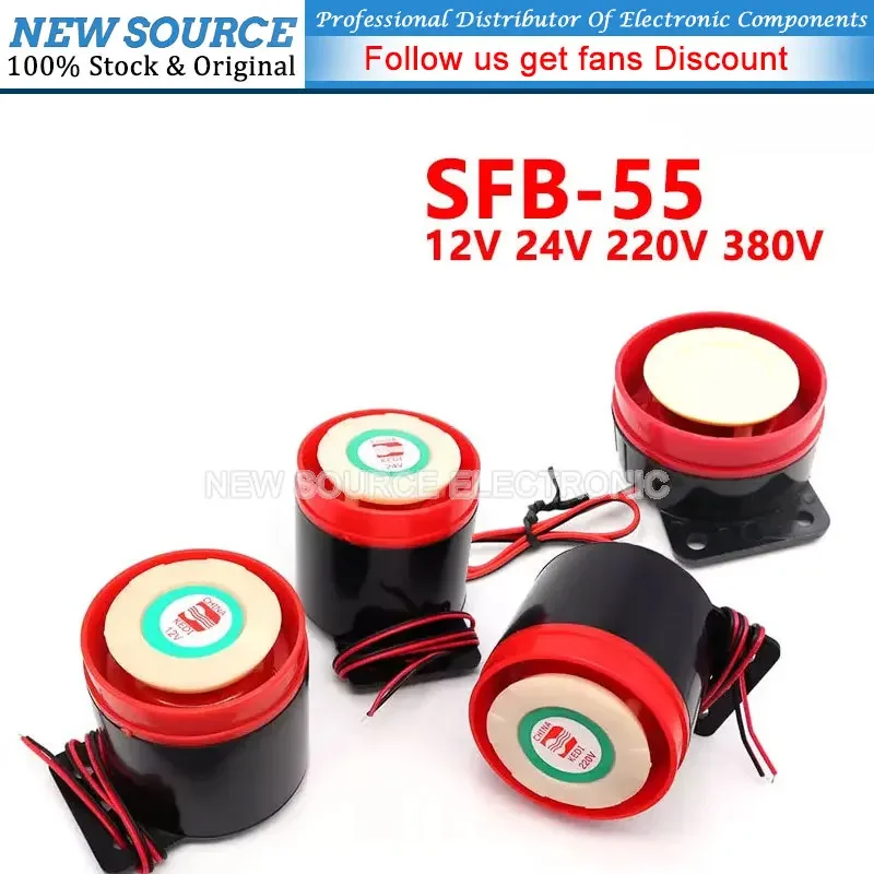 SFB-55 하이 데시벨 DC6-220V 알람 스피커 사운더, 아두이노 Diy Electro용 액티브 패시브 부저, 12V, 24V, 220V, 380V