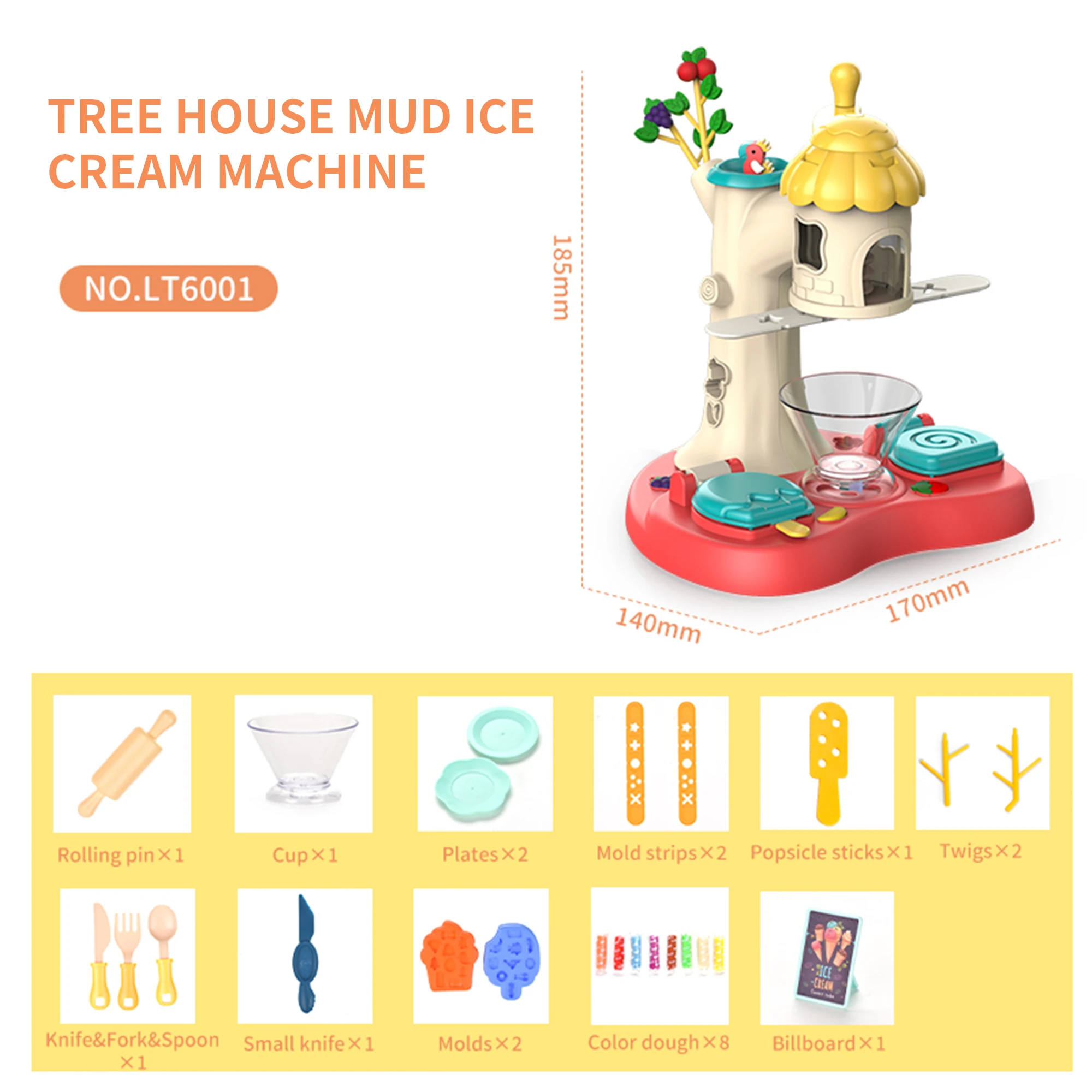 Kinder farbe Ton Eis Nudel maschine 26 Stück DIY Simulation spielen Teig Spielzeug Set Plastilin Form Werkzeug Produktion Spielzeug