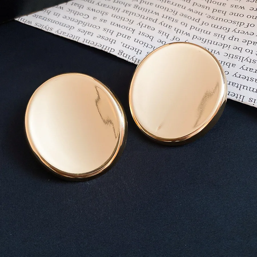 Exaggerated Retro Round Geometric Metal Stud Earrings For Women Trendy Minimalist Trendy Niche Jewelry Accessories