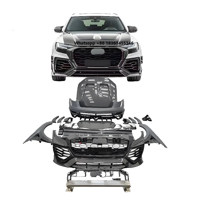 For  Q8 RSQ8 M Style Dry Carbon Front Splitter Lip Rear Diffuser Fenders Spoiler Exhaust Tail Pipe Body Kit