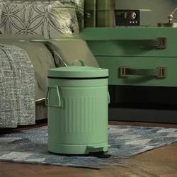 Retro Trash Can with Slow Down Pedal Stainless Steel Luxurious Recycling Bin for Living Room Durable Waste Solution