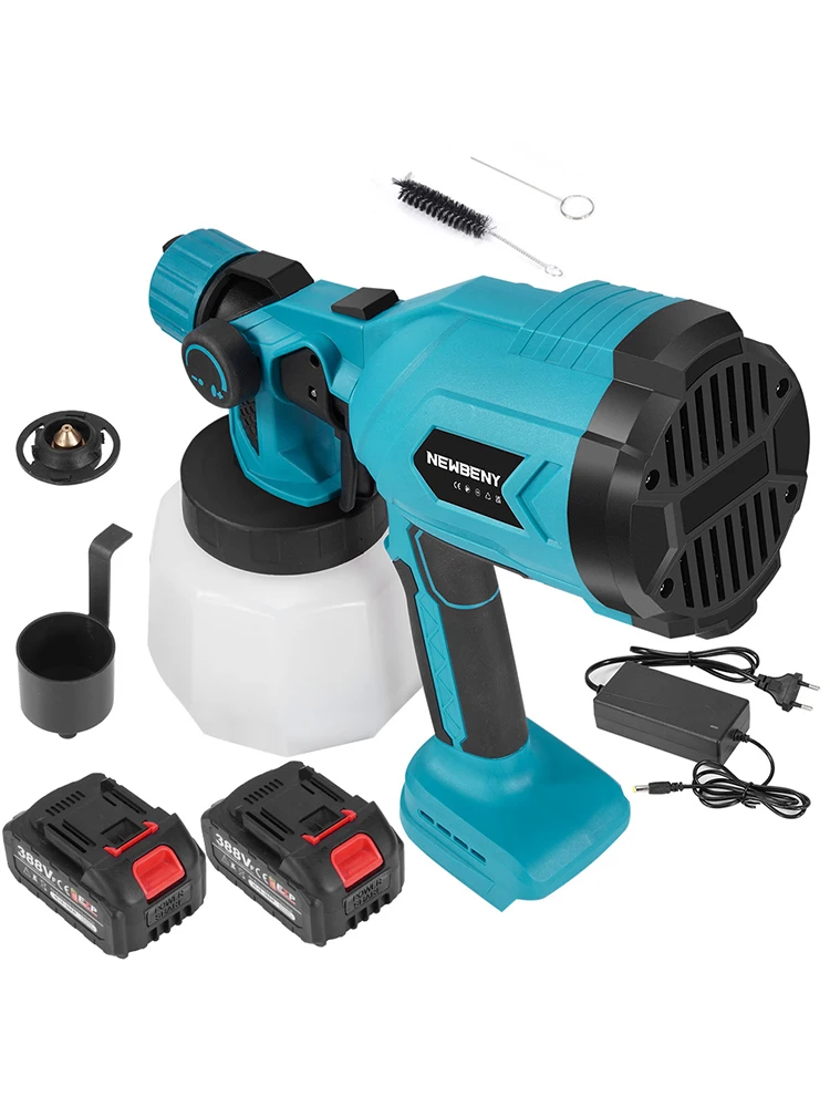 NEWBENY 1200ML Elektrische Spritzpistole Tragbare Farbspritzgerät Auto Möbel Beschichtung Airbrush Power Tool Für Makita Batterie Pin