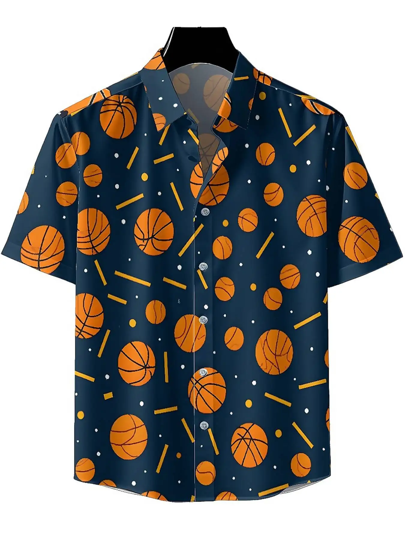 Męskie koszule hawajskie w dużych rozmiarach, wzór tematyczny koszykówki, nowość w modnych topach na lato, hip-hop rock streetwear